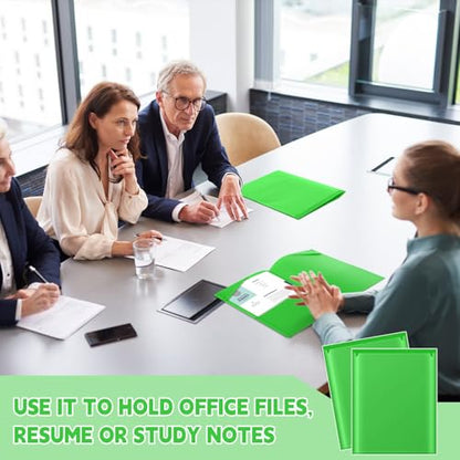Henoyso 36 Pack Fruit Green Plastic Folders with Clear Front Pockets Heavy Duty File Folders with 2 Pockets and Card Slot for Student Communication School Office Presentation Report - color: Fruit Green