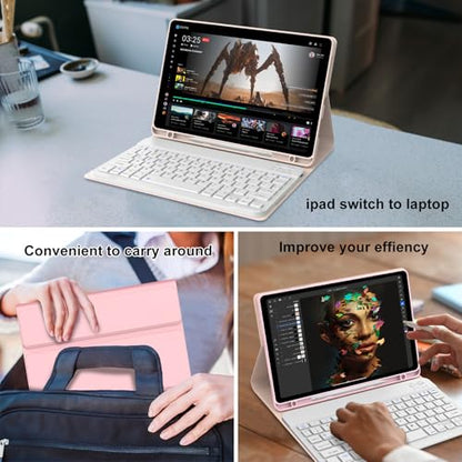 IVEOPPE Keyboard Case for Xiaomi Pad 8/8 Pro/Pad 7/7 Pro 11.2 Inch | Magnetic Detachable Wireless, Bluetooth Connection Keyboard, Stain Resistant Protection Cover, Rechargeable, Pencil Holder - color: Pink(Non-Backlit Keyboard)