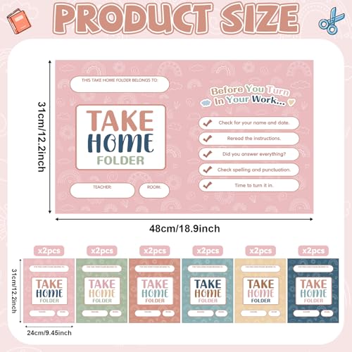 12PCS Homework Folders with 2 Pocket Back to School Take Home Folders Bulk for Students Letter Size Boho Classwork Organizer for Home Office Teachers Educational Supply 9.45 x 12.2 Inch - style: Boho