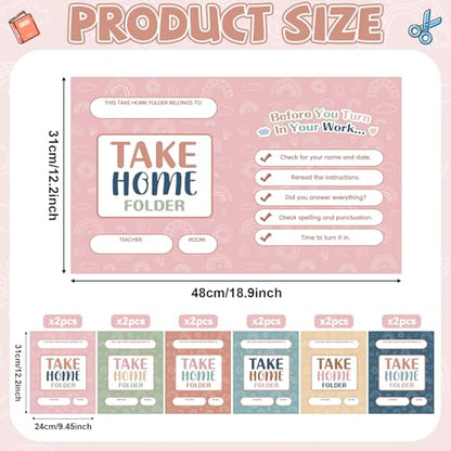12PCS Homework Folders with 2 Pocket Back to School Take Home Folders Bulk for Students Letter Size Boho Classwork Organizer for Home Office Teachers Educational Supply 9.45 x 12.2 Inch - style: Boho