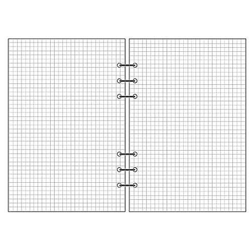 Grid Square Spiral Notebook Refill,A5 Planner Inserts 6 Ring Binder Refill, for Filofax, 90 pages double sided printed, Harphia(A5 5.59 x 8.27'',Gridsquare) - color: Grid Square, size: A5
