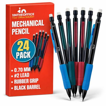 1InTheOffice Mechanical Pencils 0.7mm, #2.5, HB Lead, Black Lead, Smoke Barrel 24 Pack