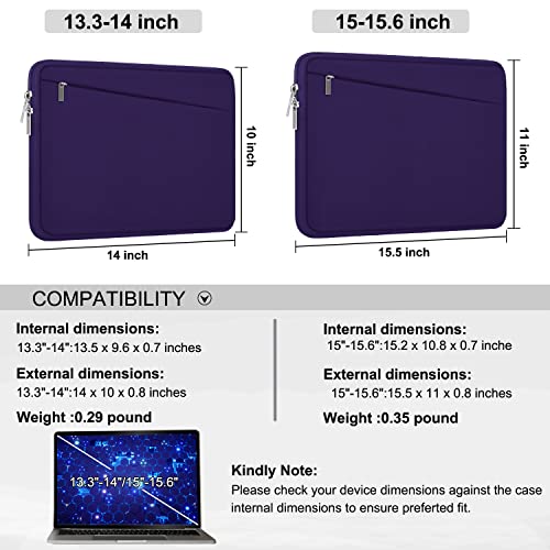 15.6 inch Laptop Sleeve, Durable Carrying Bag Protective Case Briefcase Handbag with Front Pocket, Slim Computer Cover for 15-16 Inch HP, Dell, Lenovo, Asus, Notebook, Purple - color: Purple, size: 15.6 Inch
