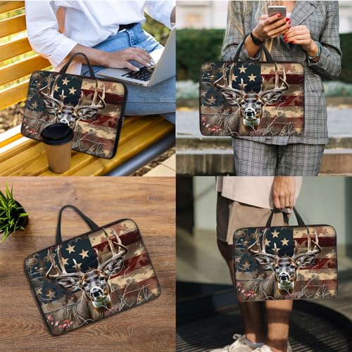 Laptop Sleeve Bag with Handle Computer Protective Soft Cover Case for 14 Inch 13 Inch Laptop,Deer Weed Flag - color: Deer Weed Flag