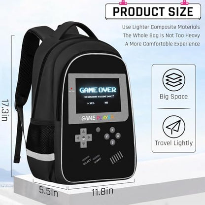 Backpack for School Boys,Gamer Boys Backpack for Elementary Middle School,Student Bookbag for Ages 6-18 Kids Children Teens,17″ Video Game Bookbag Travel Back Pack - color: Game Backpack-black