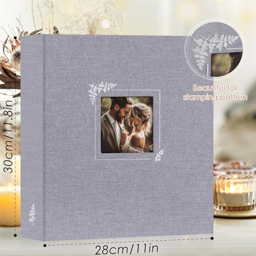 Lanpn Scrapbook Photo Album 8.5x11, Linen Window Design Cover Top Load 3 Ring Folder Binder Photobook Photo Book 8.5 x 11 inch with 30 Plastic Sleeves 60 Pages Grey - color: Grey, size: 8.5x11"