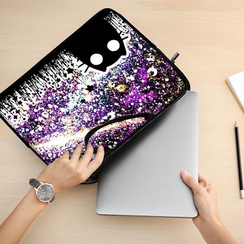 17 17.3 inch Laptop Sleeve with Handle, Black Cat Night Sky Water‑Resistant Laptop Carrying Case for HP 17.3 inch Laptop/HP Envy 17/Dell Inspiron 17/Lenovo Ideapad 17.3 - color: Black Cat Night Sky, size: 17-17.3 inch Devices