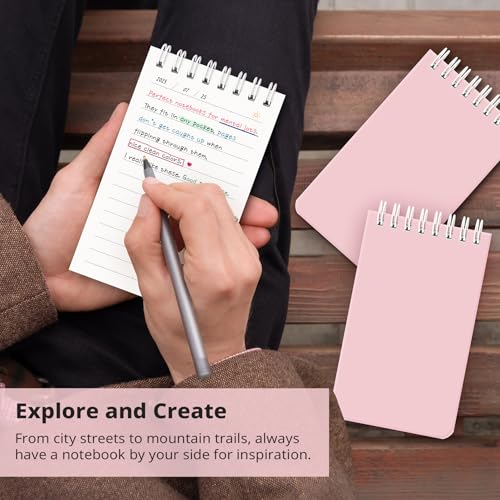 Taja Set of 8 Mini Pocket Notebook Top Spiral Nursing Notepads | Pink 3" x 5", Mini Little Spiral Notebook, Nursing Notepad, Perfect for Work, School, Office, Nurse, Travel - color: H.Pink