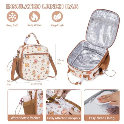 Bento Lunch Box for Kids Adult, Leakproof 3-4 Compartment Bento Box Set with Insulated Food Jar,Water Bottle, Lunch Bag, School Lunch Container for Toddler Teen Girls Boys Ages 3+(Brown) - color: Brown