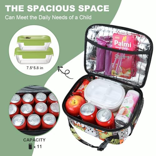 Kids Lunch Box for Boys Girls Lunch Bag Insulated Durable Lunchbox Children Lunch Tote Bag for School Cat - color: Cat