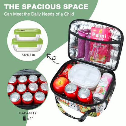 Kids Lunch Box for Boys Girls Lunch Bag Insulated Durable Lunchbox Children Lunch Tote Bag for School Cat - color: Cat