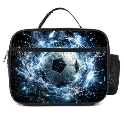 Soccer Lunch Bag Insulated Reusable Lunch Box Kids Girls Boys Cooler Thermal Tote Bag For Men Women School Work Picnic - color: Soccer