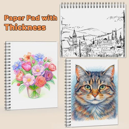 Joibabe 5.5" x 8.5" Sketch Book ，2 Pack 80-Sheets (68lb/100gsm)，Double-Sided Hardbound Sketchbook, Spiral Bound,Acid Free Paper Painting Drawing Writing Sketching Pad for Kids Adult Teens Girls Boys - size: 5.5 x 8.5 inches (2 Pack)
