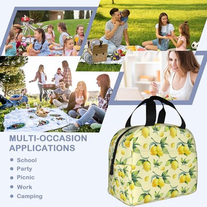 Lemon Yellow Insulated Lunch Bag Reusable Lunch Box Women Men,Cooler Thermal Meal Tote for Kids School Student Picnic Office Work - color: Lemon Yellow