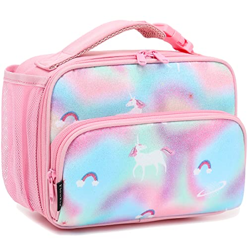 FlowFly Kids Lunch box Insulated Soft Bag Mini Cooler Back to School Thermal Meal Tote Kit for Girls, Boys,Glitter-Unicorn - color: Glitter-Unicorn