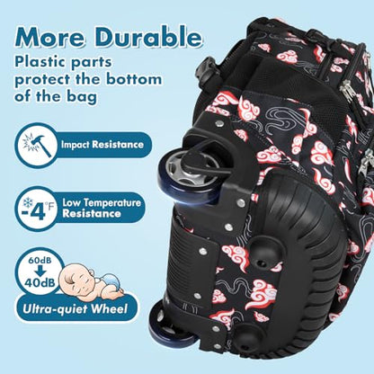 Tilami Rolling Backpack for Kids 18 Inch Wheeled Bookbag for Boys & Girls for School & Travel,Clouds Black - color: Clouds Black