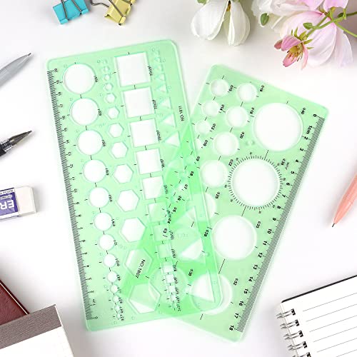 Tamaki Circle Template, Geometric Drawings Stencils, 2 Pack | Scale Drafting Digital Drawing Set for Office and School, Building Formwork Drawings Templates