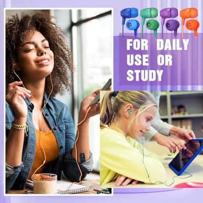 Macarrie 250 Pack Earbuds Bulk Kids Earbuds Headphones Classroom Earphones with Wire Ear Headphones for Schools Classrooms Libraries Children Students Gift (Bright Color) - color: Bright Color