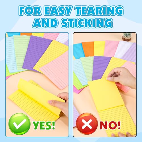 18 Pads Lined Sticky Notes, 18 Colors 4in x 6in Self Stick Note Pads, Strong Adhesive Sticky Note with Lines, Large Sticky Notes for School, Home, Office, 24 Sheets/Pad - color: 4in X 6in-18 Pads