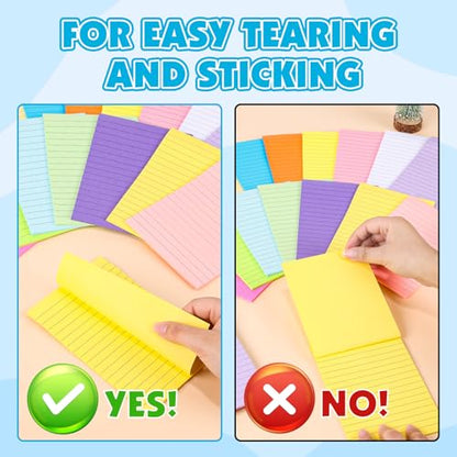 18 Pads Lined Sticky Notes, 18 Colors 4in x 6in Self Stick Note Pads, Strong Adhesive Sticky Note with Lines, Large Sticky Notes for School, Home, Office, 24 Sheets/Pad - color: 4in X 6in-18 Pads