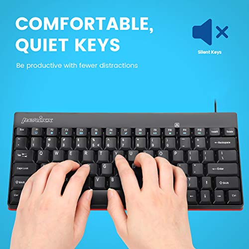 Perixx PERIBOARD-422 Wired USB-C Mini Keyboard, USB Type C Connector, Black, US English Layout