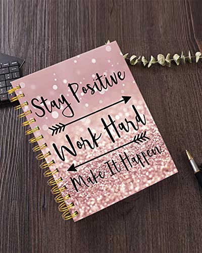 iampanda Spiral Journal Notebook,Strong TwinWire Binding with Premium Paper for Girl Women,Rose Gold and Silver Glitter Design 60 Sheets A5 College Ruled NotebookJournal,Perfect for School Office - color: Glitter Quote