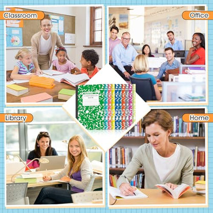 Fainne 100 Pack A5 Composition Notebooks Bulk College Ruled Composition Notebooks Marble Covers Notebook for Student Classroom Office Supplies 30 Sheet/60 Page(Light Color) - color: Light Color