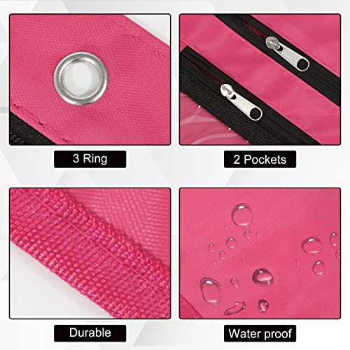 YoeeJob 2 Pack 1 Inch Expandable Zipper Pencil Pouches with Clear Window for 3 Ring Binder, Suitable for School & Office（Rose red） - color: Rose