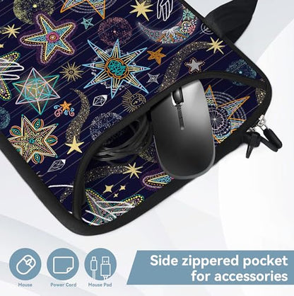 RICHEN 14 15 15.4 15.6 inch Laptop Shoulder Bag Messenger Bag Notebook Handle Sleeve Neoprene Carrying Case with Accessories Pocket (14-15.6 inch, Stars) - color: Stars, size: 14-15.6 inch
