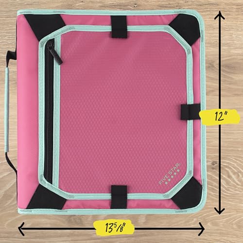 Five Star Zipper Binder 2 Inch O-Rings Case Organiser with Expansion Panel and 5-Tab Expanding File Folder, 580 Sheet Capacity, Taffy Twist (290520L) - color: Taffy Twist, size: 1 Pack