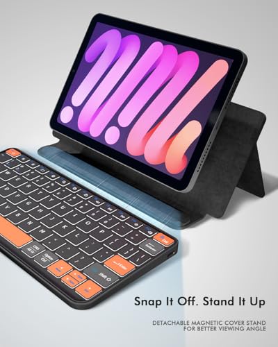 Universal Keyboard Plus Detachable, Dual Bluetooth Portable Keypad with Removable Stand & 7-Color Backlit, Wireless Travel Keyboard for iPad/Z Fold/Galaxy Tabs/Phones, Keypad for iOS/Android/Windows