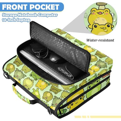 Chibi Frogs 2inch 3 Ring Zipper Binder Multi-Pocket Storage Holds 14 Inch Laptop for Students and Office Use - color: Chibi Frogs