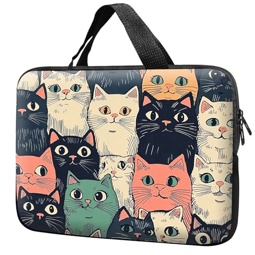 Laptop Sleeve with Handle 12 Inch, Waterproof Laptop Case Bag, Colorful Cats Pattern Design Computer Sleeve Compatible with MacBook Air, Pro, HP, Dell, Lenovo, ASUS - color: Colorful Cats, size: 12inch(11.6-12.3")