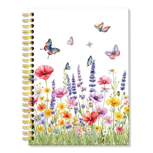 ERHACHAIJIA Watercolor Wildflowers Lined Spiral Notebook for Coworker | Hardcover 160 Pages Journal Gifts for Christian Women Mom Granddaughter Flower Lover, Supervisor Mentor Appreciation Gifts - color: Red-Green