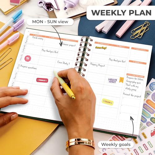Clever Fox Academic Student Planner 2026-2027 – Hardcover Spiral-Bound Planner for School & College with Weekly & Monthly Calendar (Forest Green) - color: Forest Green