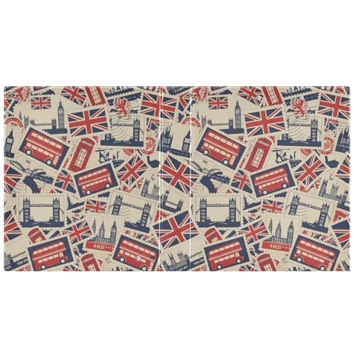 British Flag Beige Print 3 Ring Binder 1.5 Inch Binders 3 Ring Three Ring Binder Organizer with Clipboard & 3 Pockets Letter Size for Paper Work Recipes Office Supplies 1 Pack