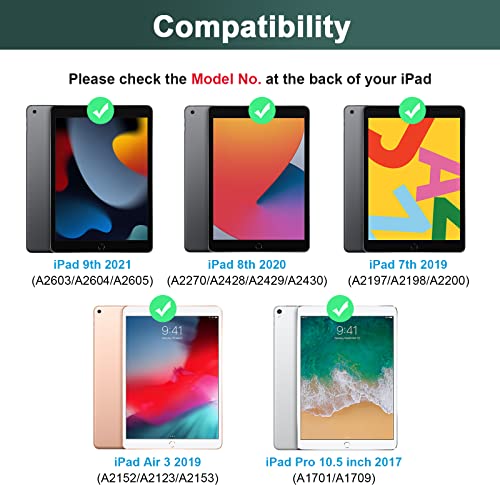 SOPPY Bluetooth Keyboard Case with Mouse for iPad 9th Gen 2021, 8th Gen 2020, 7th Gen 2019 10.2", Air 3 & Pro 10.5", Detachable Wireless Keyboard, Slim Protective Cover, Rechargeable, Dark Green - color: Dark Green, size: 10.2 & 10.5 inch