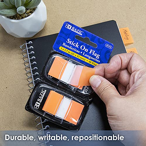 BAZIC Products Neon Page Flags w/Dispenser, 30 Flags, 2 Dispensers, 24-Box | dispensers of neon standard flags, 30 each (60 total), 1 x 1.7 in, Waterproof PET film, repositions clean - color: Neon Standard (60 Flags), size: 24-Pack