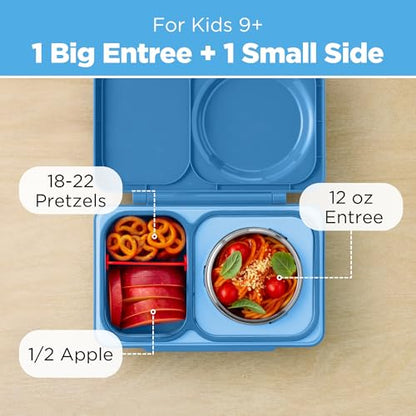 Omie OmieBox UP bento Box for Kids | Insulated Lunch Box | Leak Proof Vacuum Insulated Thermal Food jar | Cooler ice Pack | 2 Compartments (Cosmic Blue) - color: Cosmic Blue