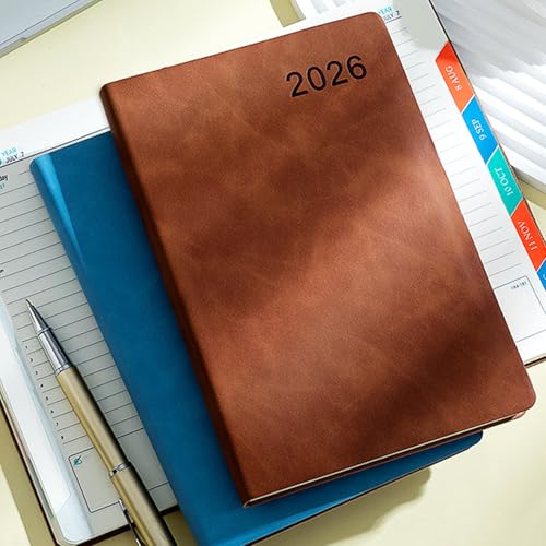 2026 Day Planner 2026 Leather Academic Journal Notebook with 360 Pages Lined for Men Women Daily Scheduling Planning Student Study Schedule Organiser - color: Purple
