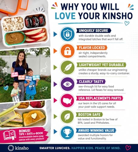 kinsho Lunch Boxes for Kids Boys Teens - Bento Box Set with Insulated Bag and Ice Pack, 6 Compartment Leak Proof Food Container, BPA-Free, Microwave Safe, Ideal for School & Work, Blue + Navy - color: Blue + Navy