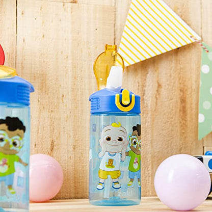 Zak Designs CoComelon Kids Water Bottle with Spout Cover and Built-In Carrying Loop, Durable Plastic, Leak-Proof Water Bottle Design for Travel (16 oz, 2-Pack, Non-BPA) - color: CoComelon 2pk
