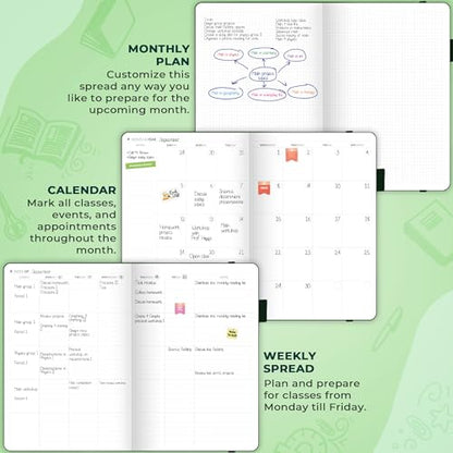 Clever Fox Teacher Planner, School & Homeschool Book, A4 Size Dark Green | Undated, 8.5x11, lay-flat binding, heavy-duty hardcover, teacher lesson weekly & daily planner, homeschool supplies - color: Dark Green, size: A4 (8.5" x 11")