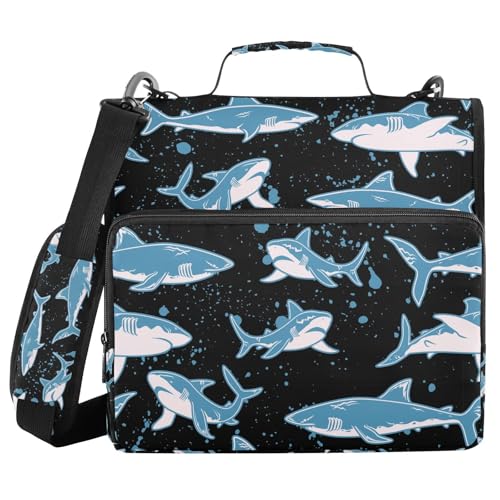Personalized Hammerhead Shark 3 D-Ring Binder Bag Multi-Pocket Zipper Organizer with Handle and Detachable Shoulder Strap Holds 500 Sheets for School Office Supplies - color: Dhb-008