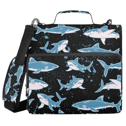 Personalized Hammerhead Shark 3 D-Ring Binder Bag Multi-Pocket Zipper Organizer with Handle and Detachable Shoulder Strap Holds 500 Sheets for School Office Supplies - color: Dhb-008