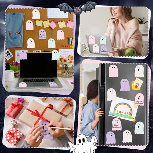 Zhanmai 1200 Pcs Halloween Ghost Sticky Notes Self-Adhesive Halloween Cute Note Pads Removable Ghost Memo Notes for School Office Home Students Teachers Present - style: Halloween