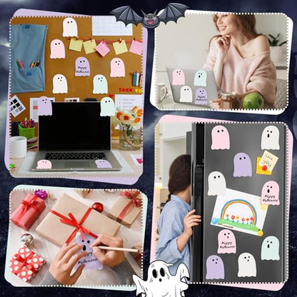 Zhanmai 1200 Pcs Halloween Ghost Sticky Notes Self-Adhesive Halloween Cute Note Pads Removable Ghost Memo Notes for School Office Home Students Teachers Present - style: Halloween