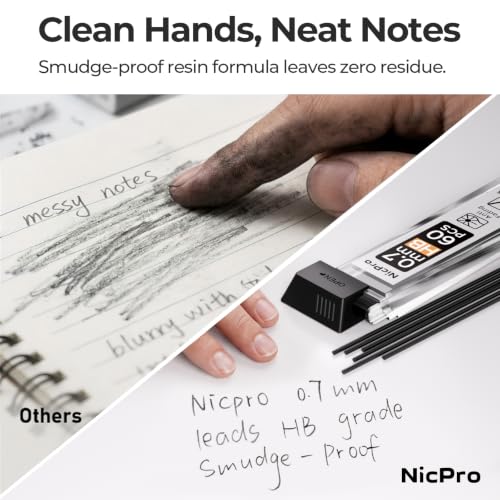 Nicpro 600 PCS Lead Refills 0.7mm HB #2 Break Resistant Mechanical Pencil Refills 0.7 mm, 60 Pack Per Tube, 10 Tubes - size: 60 Count (Pack of 10), style: 0.7 HB