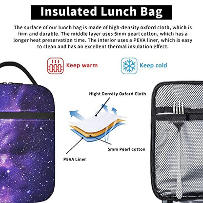 Starry sky Lunch Bags For Men Women Boys Girls Reusable Tote Lunch Bags For Office Work School Picnic Camping Thermal Insulation And Cold Preservation - color: Starry sky