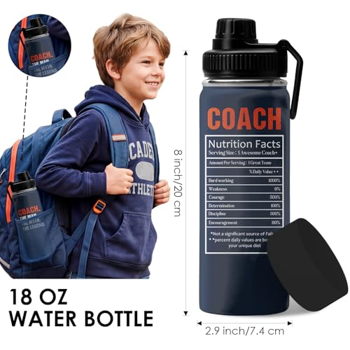Coach Gifts 18 Oz Water Bottle, The Man The Myth The Legend Coach Gifts, Christmas Birthday Cheer Coachs Gift, SoccerSoftball Basketball Swim Coachs AppreciationGifts for Him - color: Coach